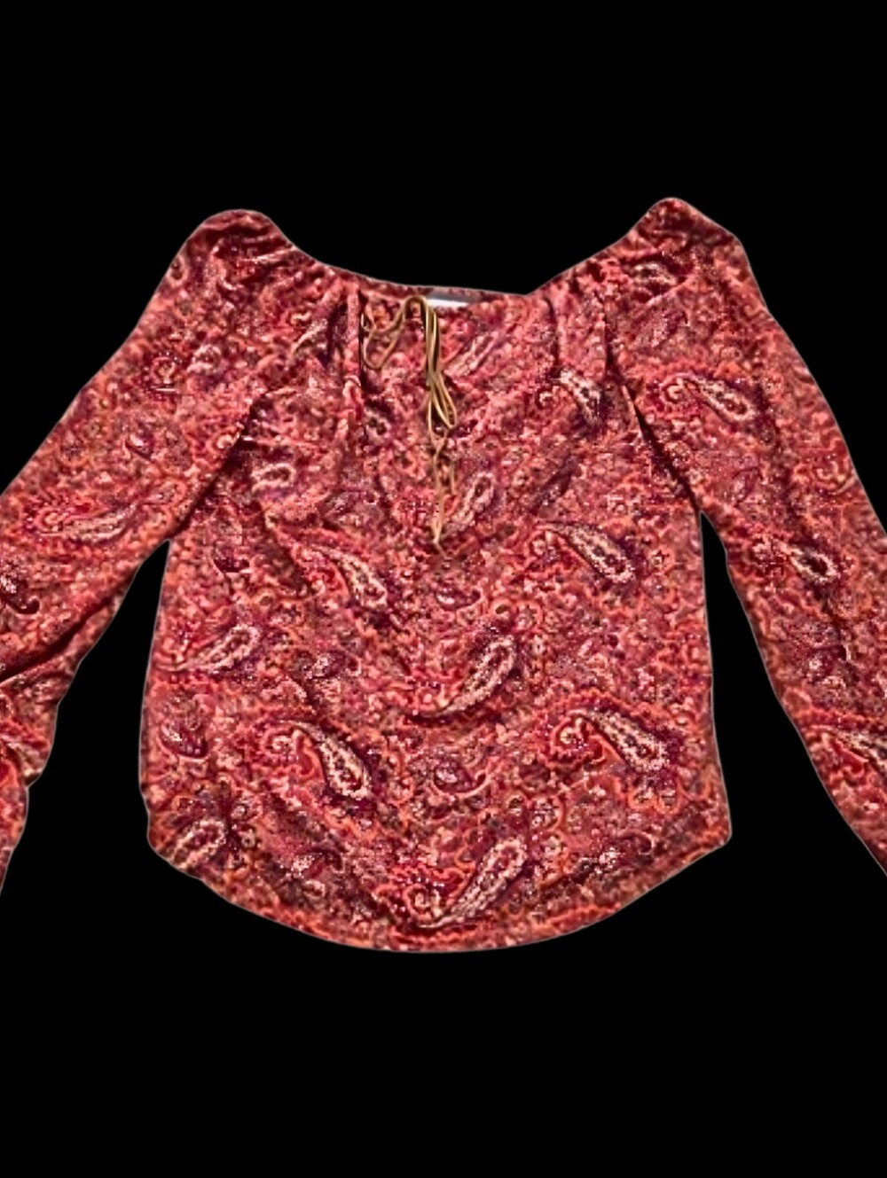Y2K Aqua Blues Boho Top, Paisley, Sz Small